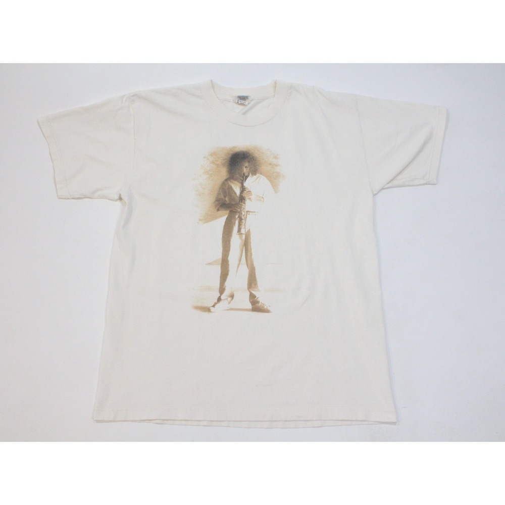 Kenny G 1997 Off White Graphic Print T Shirt Saxophone Made in USA